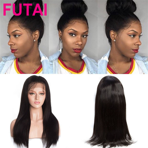 Cross-border Natural Color 360 Lace Frontal Wig with Straight Human Hair