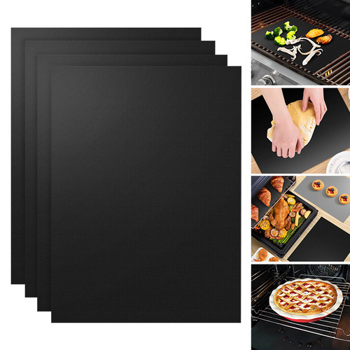 Teflon stove mat, outdoor Teflon barbecue mat, high-temperature resistant, washable, oil- and stain-resistant, gas stove cleaning mat.