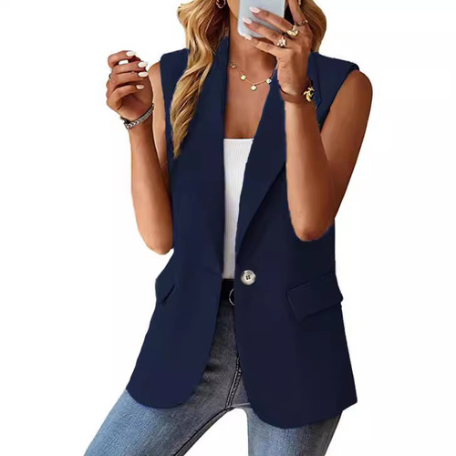 New style lapel suit vest women European and American hot selling temperament commuting sleeveless cardigan vest women