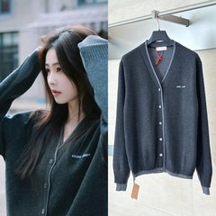 正确版本天花板品质25S潮牌新款MIU家镶嵌徽标毛衣开衫男女同款潮