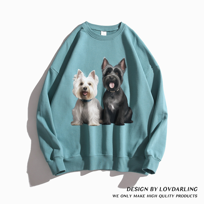 Maglione Felpa Originale Sottopelo Autunno E Inverno Tutto Cotone Designer Cucciolo Girocollo Maniche Lunghe_voghion.com