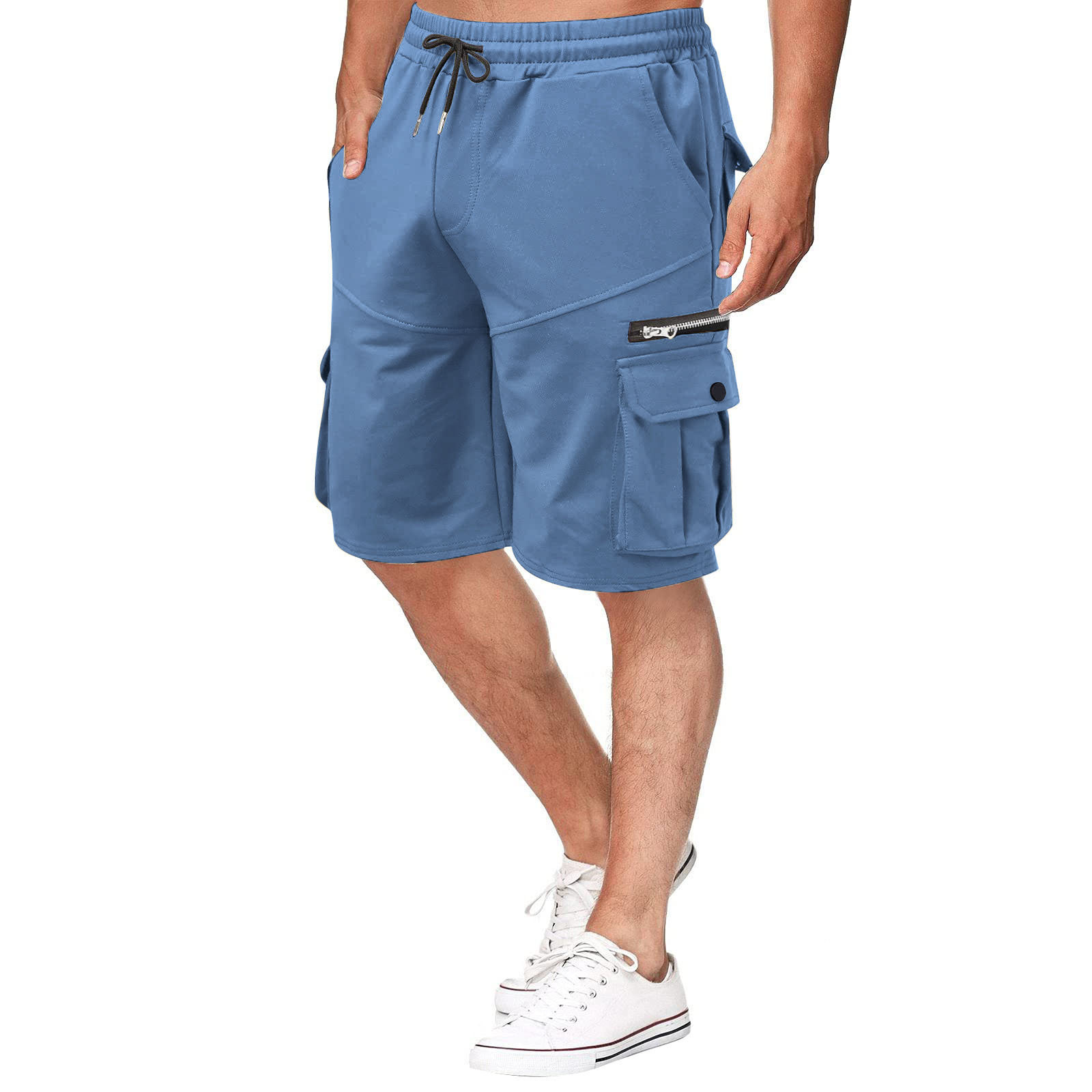 Herr sommar arbetsshorts i bomull, lös passform casual_voghion.com