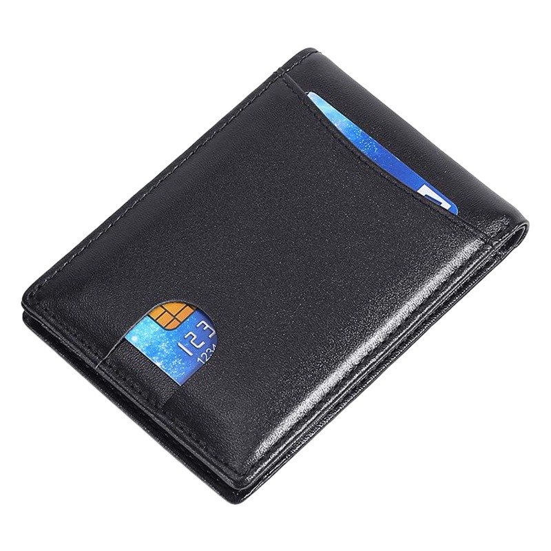 Amazon popular ultra-delgada de los hombres de cuero de la cartera al por mayor AliExpress de Europa y América del zurriago RFID anti-magnético titular de la tarjeta