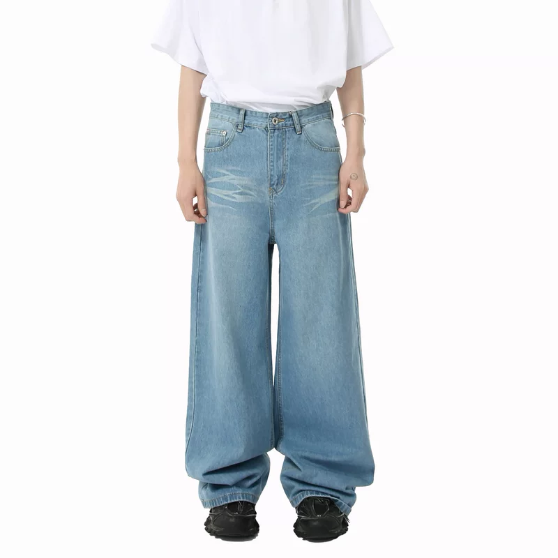 MTLCLOTHES Мужская одежда | корейский стиль вымытый рисунок широкий крой прямые штаны джинсы универсальные