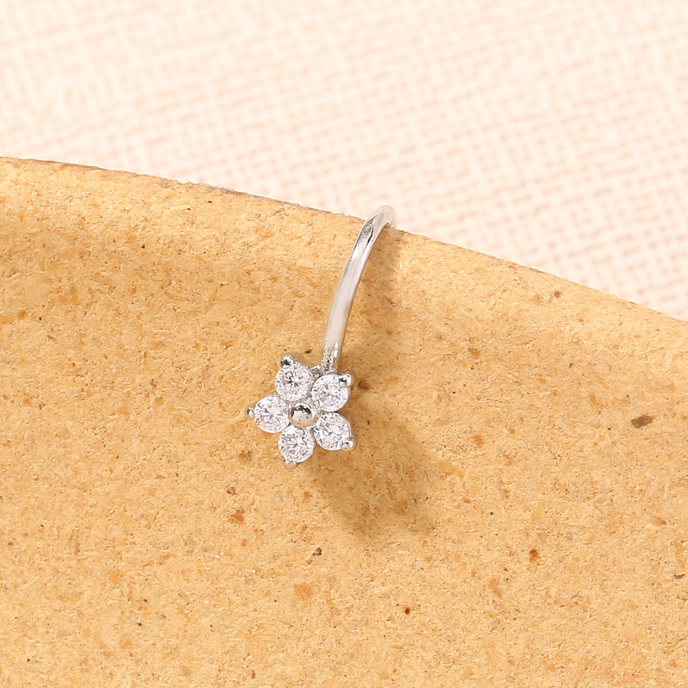 fashion copper micro-inlaid zircon five-pointed star free piercing nose clip