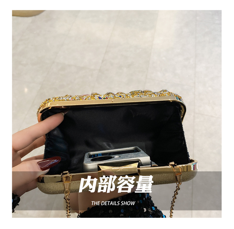 New cross-border full-diamond shiny bags, diamond-encrusted clutch bags, dinner bags, wedding banquet bags, party bags, small square bags and women's bags undefined
