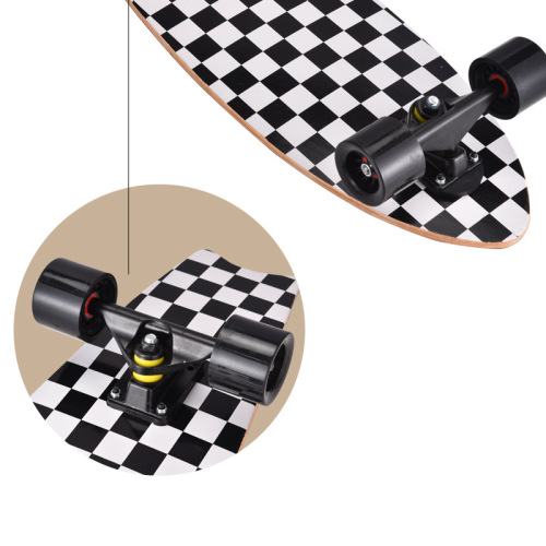 28-inch maple wood mini fish skateboard for kids, street and road, beginner 4-wheeled skateboard, single kicktail skateboard