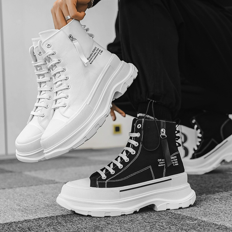 Мужские кеды на платформе из канваса, осень 2025, новые, высокие, на толстой подошве, повседневные, дышащие, модные, спортивные, трендовые