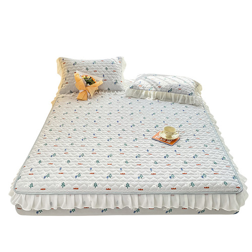 Class A Antibacterial Soy Fiber Cotton Edge Sheet Washed Cotton and Linen Simmons Mattress Protector Hotel Bedspread