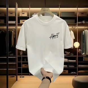 [High Quality] Heavy Weight Fashion High Quality Men's Short Sleeve T-Shirt 2024 Summer New Casual Loose Round Neck