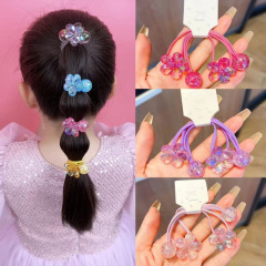子供用キラキラ椿の花ヘアゴム 高弾性ヘアロープ 編み込みヘアゴム ヘアアクセサリー