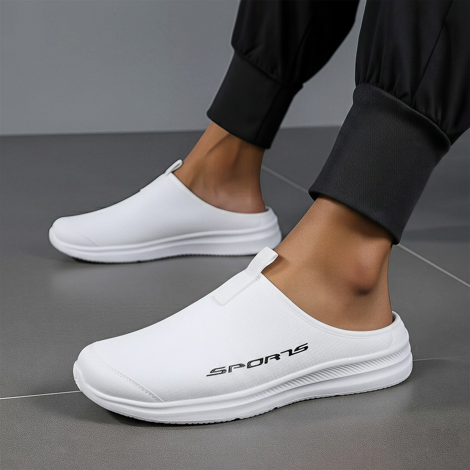 Medias zapatillas de hombre transfronterizas de verano grandes zapatos de hombre transpirables zapatos de hombre sin talón zapatillas de cabeza