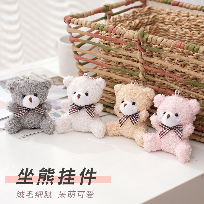 New bear plush doll bow tie bear key chain pendant creative bag cute accessories manufacturers supply