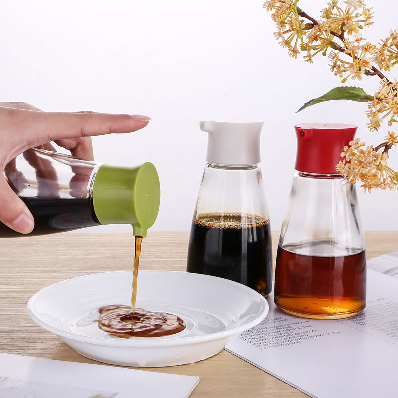 Home glass oil and vinegar bottles, kitchen edible sesame oil pot, seasoning jar, dining table glass soy sauce bottle, oil-free hanging