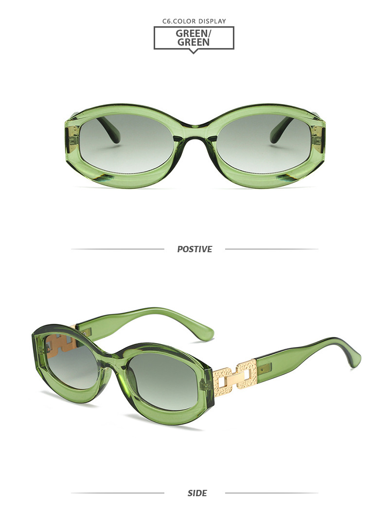 Ac, UV400 Protection Lens Material Retro Oval Ac UV400 Protection Oval Frame Full Frame Women's Sunglasses