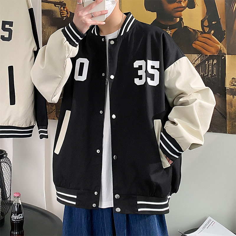Spring and Autumn Loose Men's Jacket Cardigan Sweater Jacket with stand collar Casual Couple's Baseball Clothes
