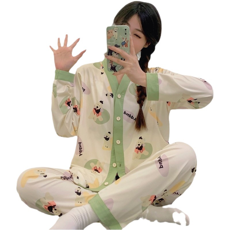 Moon clothing summer thin postpartum nursing kimono pregnant women's pajamas 5 spring and autumn days 6 pregnant women breast-feeding July 8