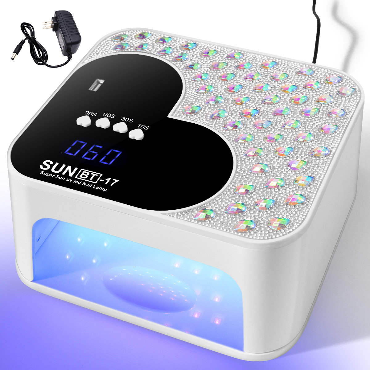 Diseño de amor de diamante enchufable usb lámpara de uñas multifuncional gran espacio LED máquina de fototerapia UV secador de uñas