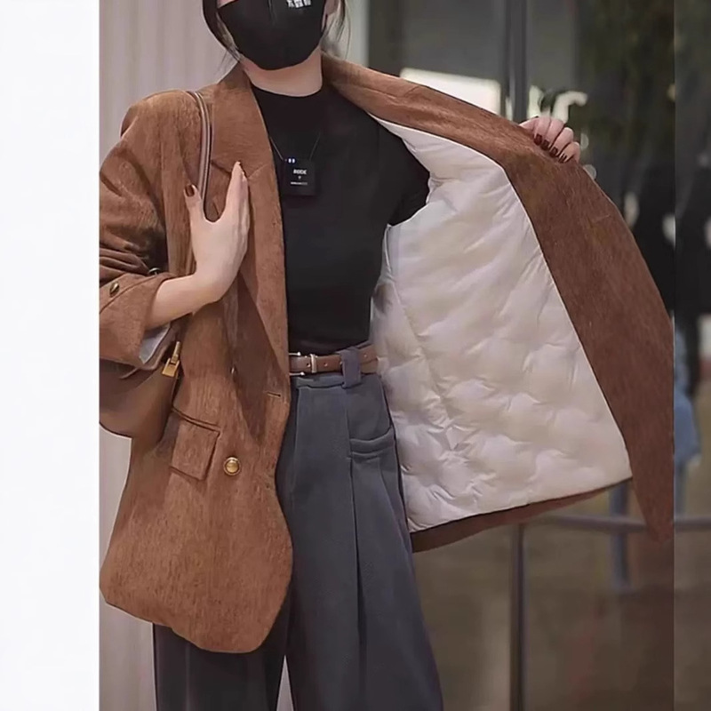 Down-Lined Casual Blazer for Women, 2026 Winter New Style, High-End down Jacket, Korean-Style Premium Loose Suit Down-Lined Casual Blazer for Women, 2026 Winter New Style, High-End down Jacket, Korean-Style Premium Loose Suit