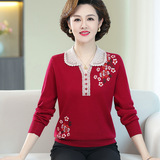 中老年女装秋冬新款时尚提花针织衫大码宽松毛衣打底衫长袖妈妈装，女装针织衫/毛衣，妃慕昵服饰