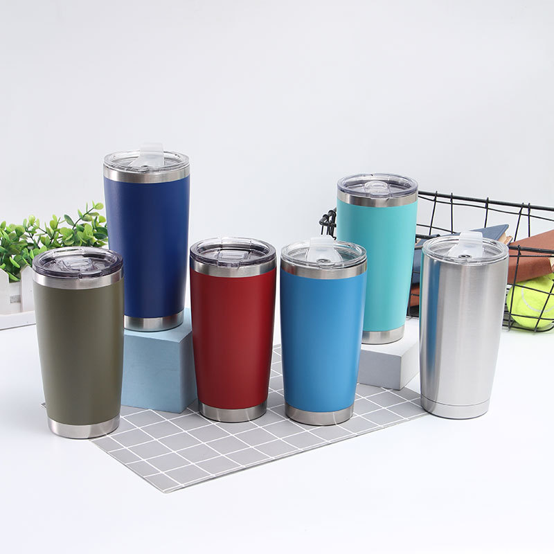 Transfronterizo 20oz taza del coche de pulverización de plástico 304 de acero inoxidable de comercio exterior de gran capacidad helado cerveza café Yeti taza de vacío