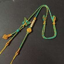 手工编织双耳绳子锦鲤锁项链高端如意锁包吊坠绳编绳千里江山挂脖