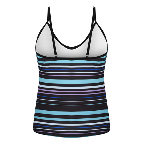 Women's Black and White Striped One-Piece Swimsuit, Solid Color Fashion Sexy Bikini Swimsuit