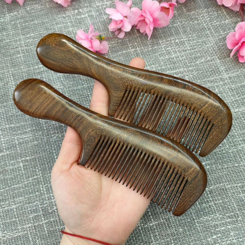 19cm黒金檀整木マッサージストレート櫛メーカー直販は無料で文字とロゴ檀木櫛卸売りができます。|undefined