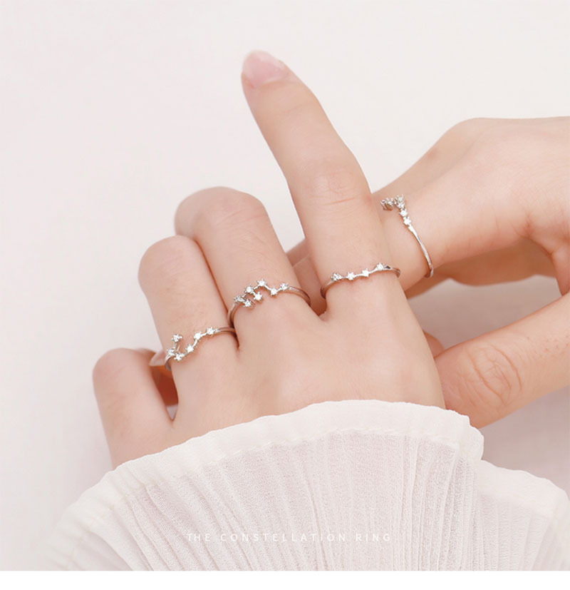 Zircon Inlay Material Open Ring Classification 1 Piece Fashion Constellation Copper Plating Inlay Zircon Open Ring