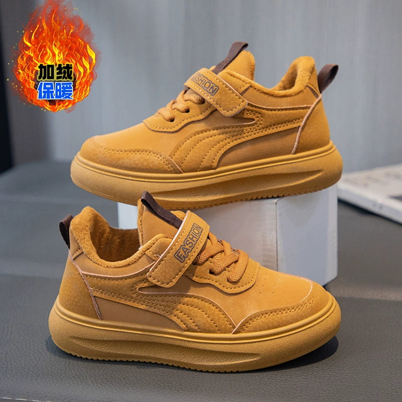 Детские кроссовки Спортивная обувь для мальчиков зимой 2024 новые бархатные хлопчатобумажные туфли теплые толстые подошвы для мальчиков повседневная детская обувь