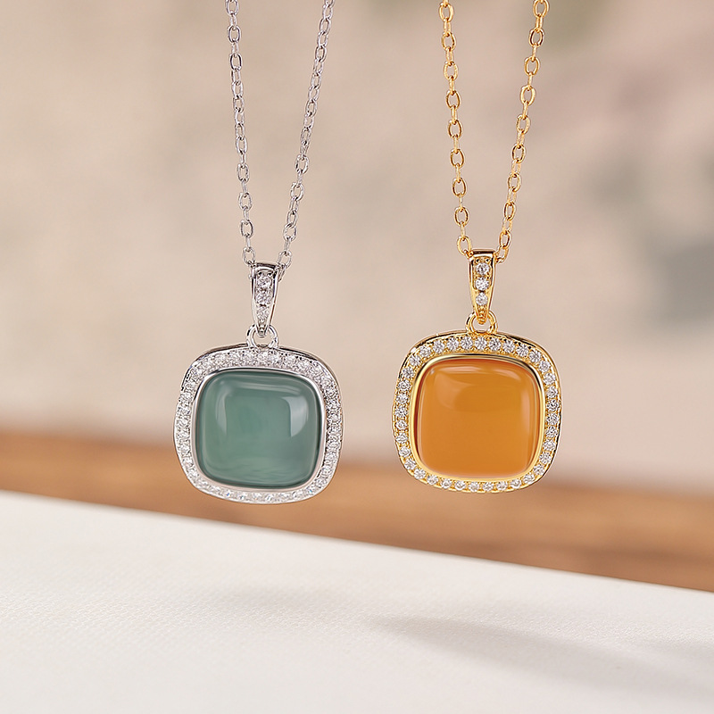 Mặt dây chuyền bạc S925 mạ vàng hình sáp ong vuông tinh tế — Mô hình sáp ong (không bao gồm dây chuyền)