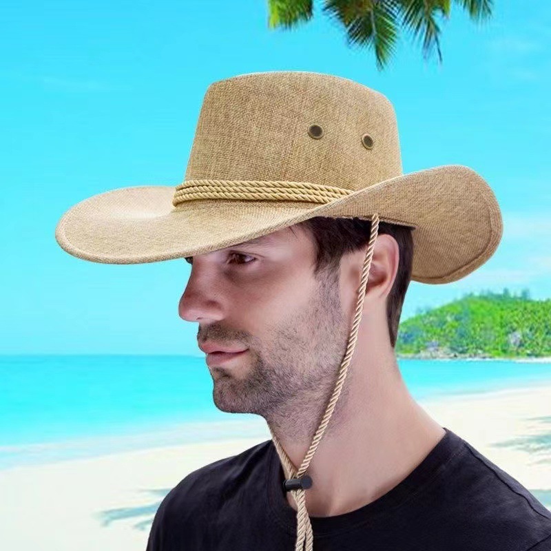 西部牛仔帽男士帽子夏季户外防晒遮阳帽景区沙滩帽钓鱼帽礼帽草帽