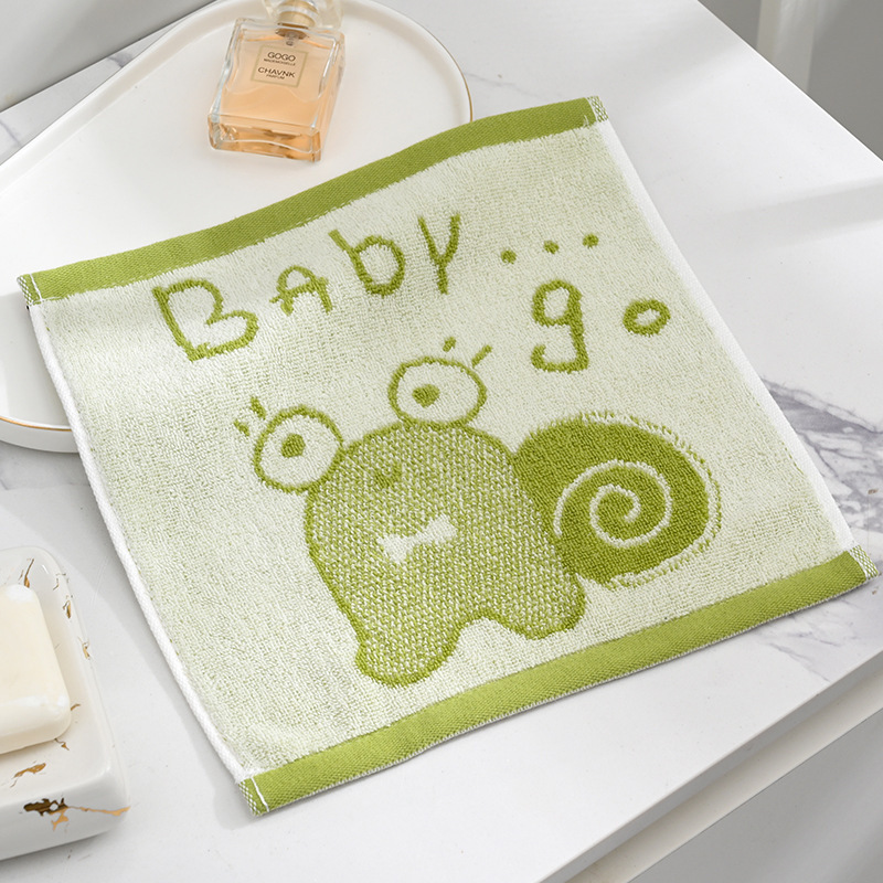 Cotton Small Square Hangable Kindergarten Baby Hand Wipe Towel Cute Cartoon Absorbent 32-strand Cotton Slip Towel