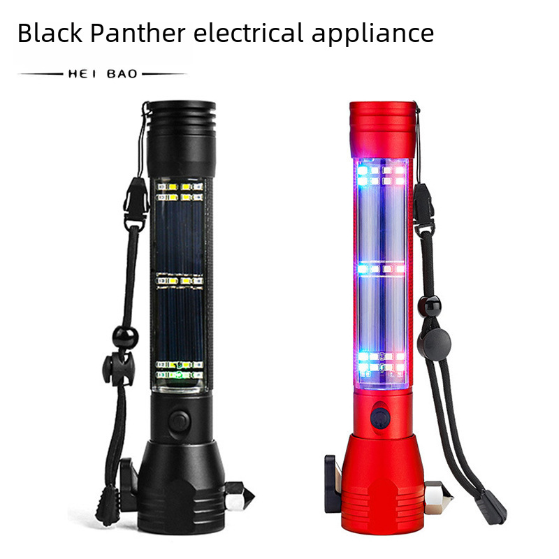 Cross-border multi-functional car safety hammer flashlight fire window breaker vehicle repair light ultra bright high-intensity working light
