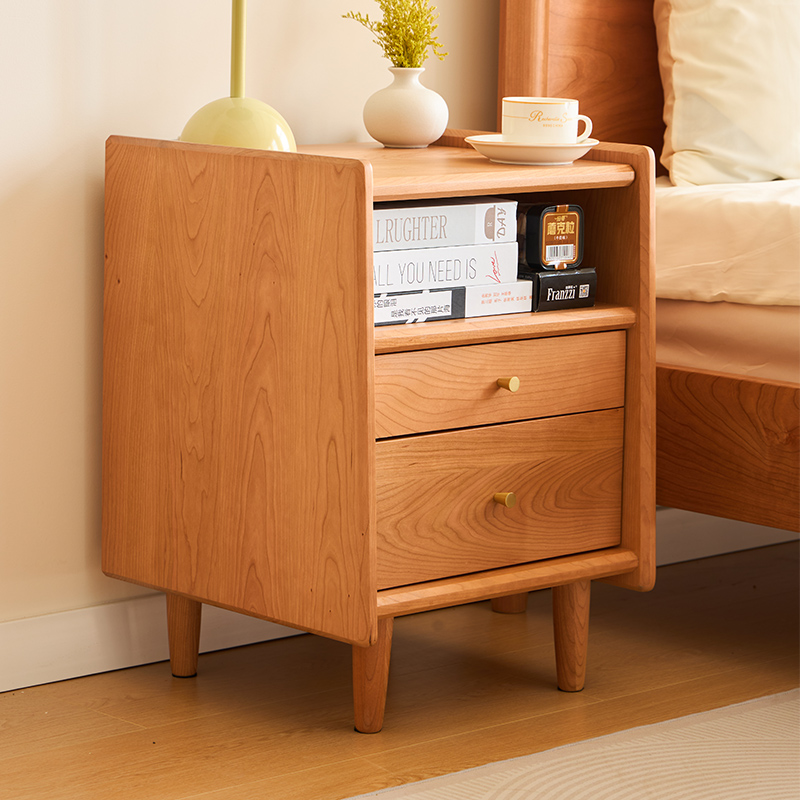Nordic Solid Wood Bedside Cherry Wood Narrow Bedside Cabinet Log Small Home Bedroom Simple Bedside Cabinet