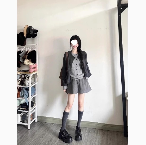 韩系撞色假两件针织开衫女早秋设计感毛衣外套秋冬时尚高级感上衣|undefined