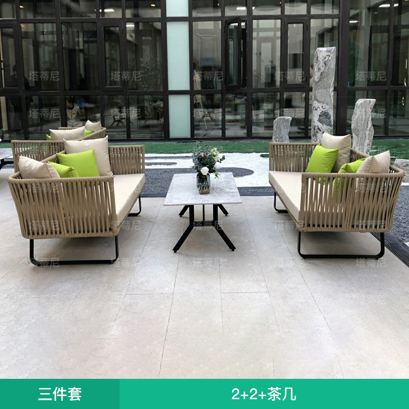 Conjunto de sofás de ratán para ocio al aire libre, sofá de ratán para patio y terraza, muebles de ratán individuales, dobles y para tres personas. image 18