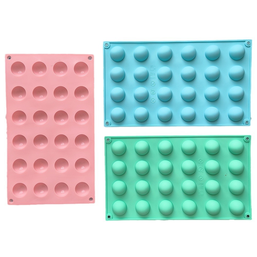 24 agujeros semicircular molde de pastel de silicona 3D esférico chocolate molde de dulces herramientas de horneado molde de hielo 437