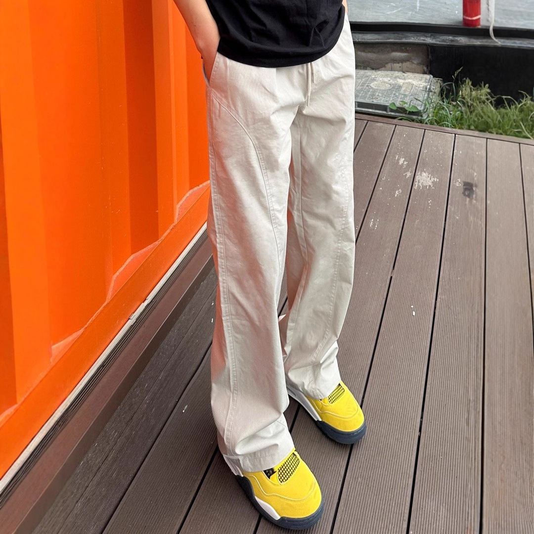 American-Style Trendy Quick-Dry Men's Cropped Casual Pants with a High-Waisted Design, Loose Fit, Slimming Effect, and Straight-Leg Cargo Pants