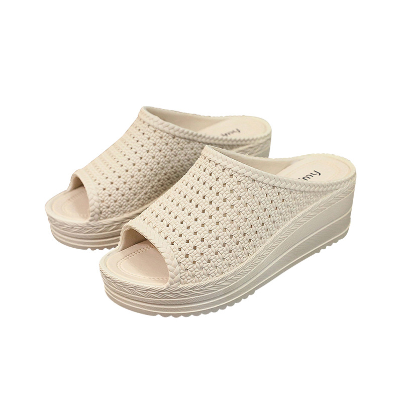 Verano de las mujeres plataforma cuña moda al aire libre playa zapatos malla hueco zapatillas Comercio Exterior por mayor