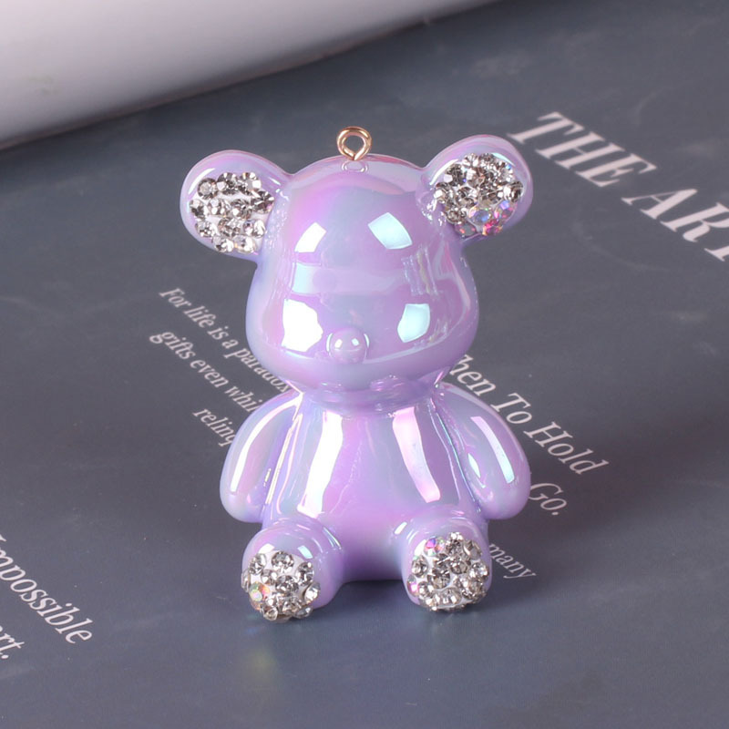 Accesorios de joyería de bricolaje artesanía de resina muñeca de dibujos animados animal lindo oso violento llavero colgante decoración de diamantes image 8