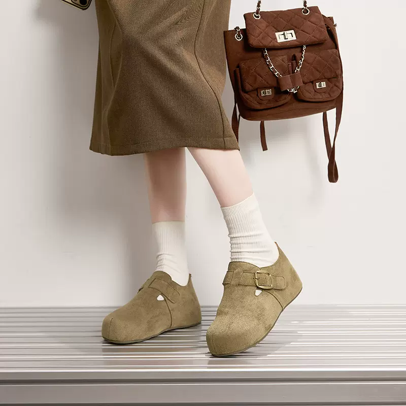 厚底勃肯鞋女4cm隐形内增高防滑2025年新款百搭复古软底懒人单鞋