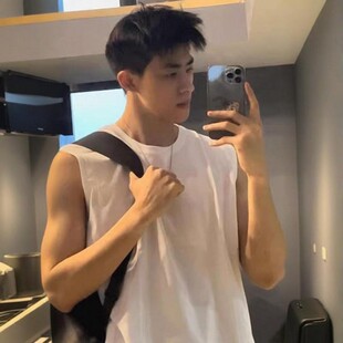 Trendy Heavy 260g Pure Cotton Sleeveless Vest for Men, Summer Versatile Loose Basic Solid Color Tank Top Base Shirt