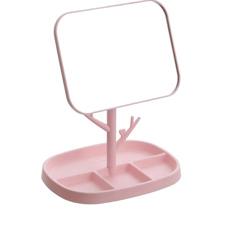 Espejo de maquillaje de escritorio de alta definición portátil plegable giratorio espejo de vestir espejo de escritorio simple espejo de princesa dormitorio espejo de escritorio