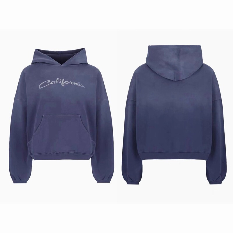 26SS American-style ERL hoodie with handwritten floral print, vintage and distressed design, unisex