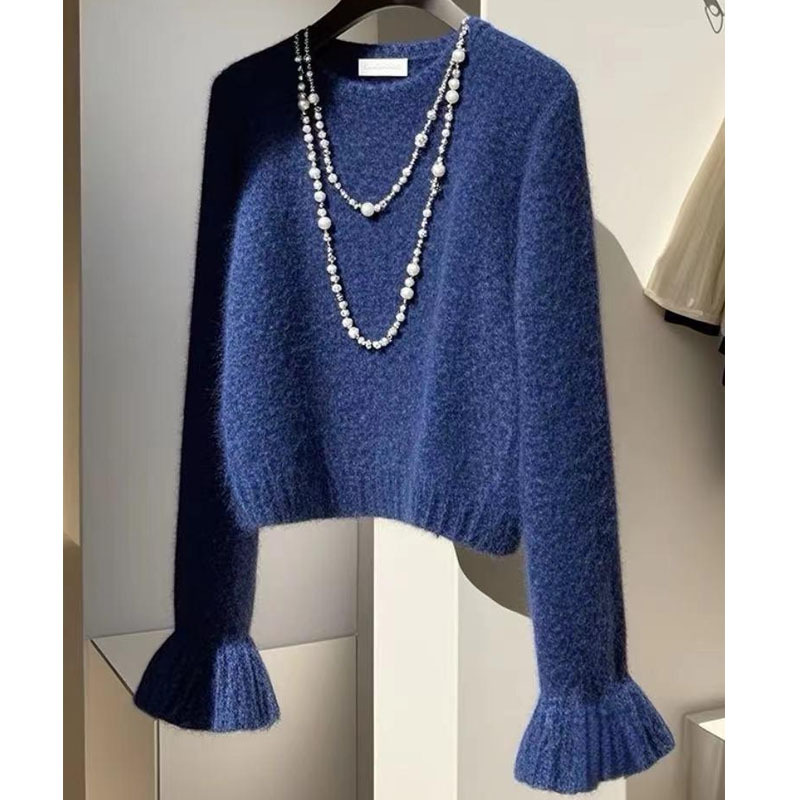 Blue knitted sweater