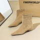 6825-1 French retro minimalist back zipper low heel fashion boots for women, suede casual versatile pointed slim short boots