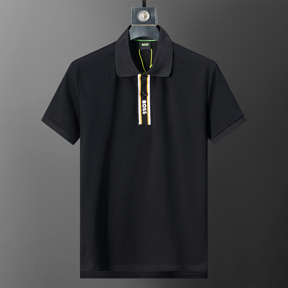Cross-border versión correcta 26 nuevo polo para hombres color sólido negocios Jacquard casual con solapa de punto manga corta 1