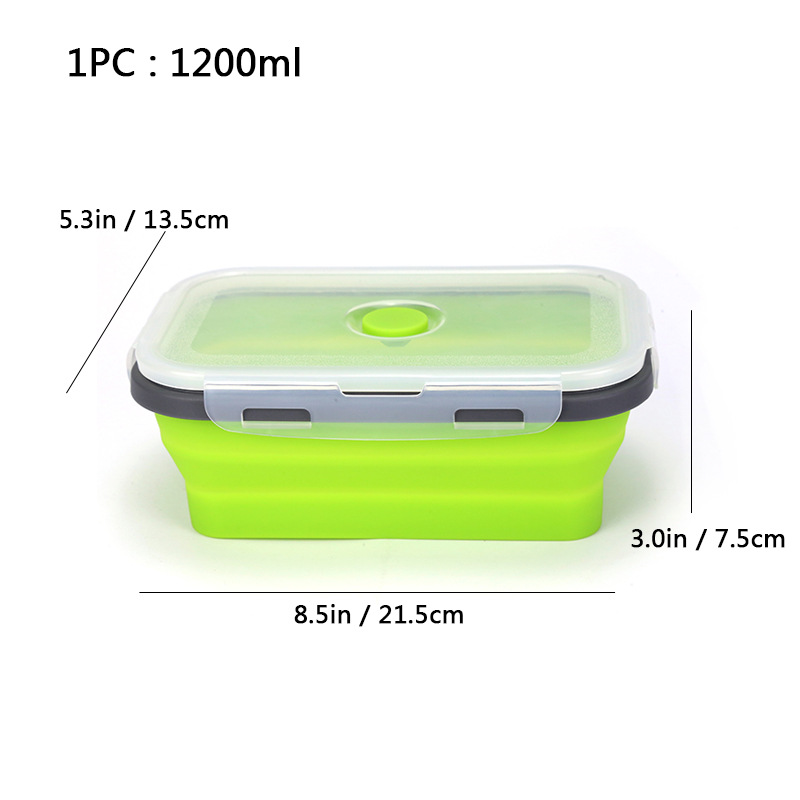 Caja de almuerzo de silicona al aire libre caja de almuerzo de silicona plegable refrigerador más nítido almuerzo portátil caja de almuerzo retráctil