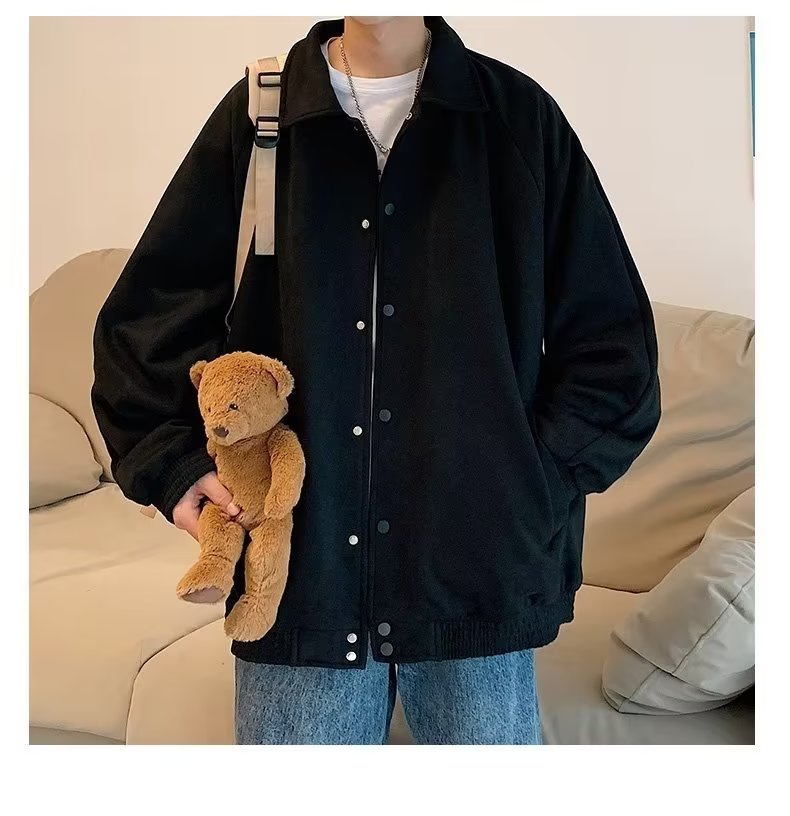 Men's Suede Motorcycle Jacket Oversized Lapel Workwear Style_voghion.com